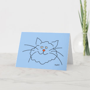 Whimsical Blue Cat Birthday Kaart