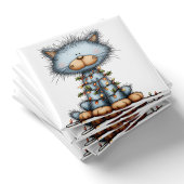 Whimsical Blue Cat Christmas Tree Magnet