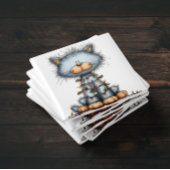 Whimsical Blue Cat Christmas Tree Magnet Magneet