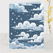 Whimsical Blue Celestial Baby shower Kaart (Gele Bloem)