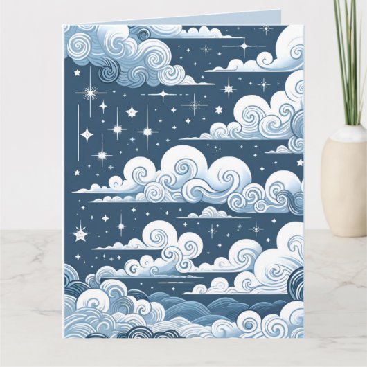 Whimsical Blue Celestial Baby shower Kaart (Voorkant)