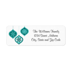 Whimsical Blue Christmas Ornaments Trio Etiket