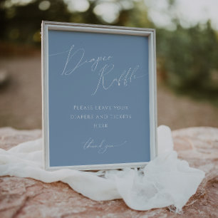 Whimsical Blue Diaper Raffle Baby shower Sign Poster