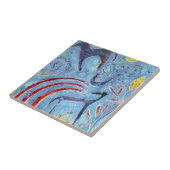 Whimsical blue dog and pony tegeltje (Zijkant)