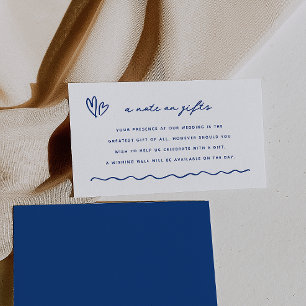 Whimsical Blue Doodle een notitie over geschenken Informatiekaartje