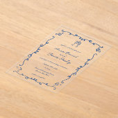 Whimsical Blue Doodle Lijst bruiloft Acryl Uitnodigingen (Laagn)