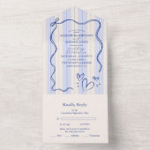Whimsical Blue Doodle Lijst bruiloft All In One Uitnodiging (Binnen)