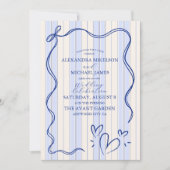 Whimsical Blue Doodle Lijst bruiloft Kaart (Voorkant)