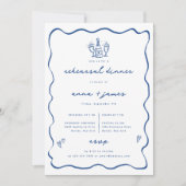 Whimsical Blue Doodle repetitie diner Aankondiging (Voorkant)