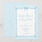 Whimsical Blue Easter Brunch Egg Hunt Uitnodiging (Voorkant / Achterkant)