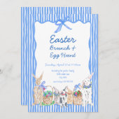 Whimsical Blue Easter Brunch Egg Hunt Uitnodiginge Kaart (Voorkant / Achterkant)