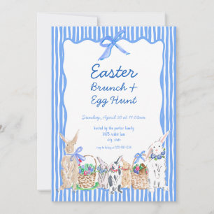 Whimsical Blue Easter Brunch Egg Hunt Uitnodiginge Kaart