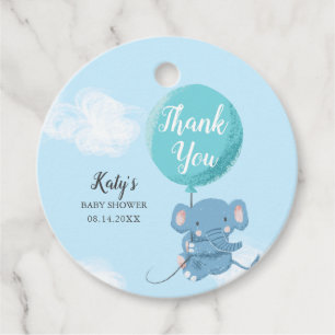 Whimsical Blue Elephant Boy Baby shower Bedankjes Labels