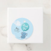 Whimsical Blue Elephant Boy Baby shower Bedankjes Labels (In situ)