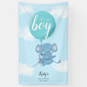 Whimsical Blue Elephant Theme Baby shower Spandoek (Verticaal)