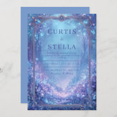 Whimsical Blue Enchanted Forest Wedding Kaart (Voorkant / Achterkant)