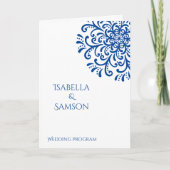 Whimsical Blue Flourish Wedding Programme (Devant)