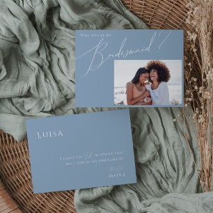 Whimsical Blue   Foto Bridesmaid proposal Kaart