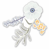Whimsical Blue Gellow Flowers Sticker (Voorkant)