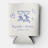 Whimsical Blue Hand Drawn Romantic Wedding Blikjeskoeler (Voorkant)