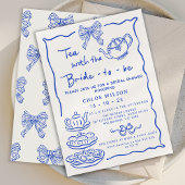 Whimsical Blue Hand Drawn Tea Vrijgezellenfeest Kaart