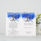 Whimsical Blue Heart Leaf Tree Wedding Programme (Debout devant)