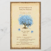 Whimsical Blue Heart Leaf Tree Wedding Programme (Devant)