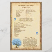 Whimsical Blue Heart Leaf Tree Wedding Programme (Dos)