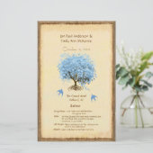 Whimsical Blue Heart Leaf Tree Wedding Programme (Debout devant)