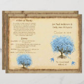 Whimsical Blue Heart Leaf Tree Wedding Programme (Voorkant / Achterkant)