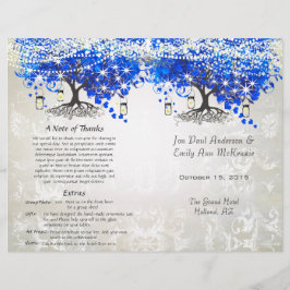 Whimsical Blue Heart Leaf Tree Wedding Programme