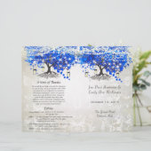 Whimsical Blue Heart Leaf Tree Wedding Programme (Staand voorkant)
