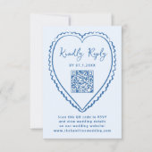 Whimsical Blue Heart QR Code Wedding RSVP Kaartje (Voorkant)
