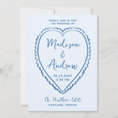 Whimsical Blue Heart Wedding Kaart (Voorkant)