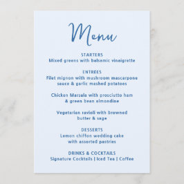 Whimsical Blue Heart Wedding Menu