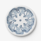 Whimsical Blue Hen Chicken, Nest Waterverf Delft Papieren Bordje (Voorkant)