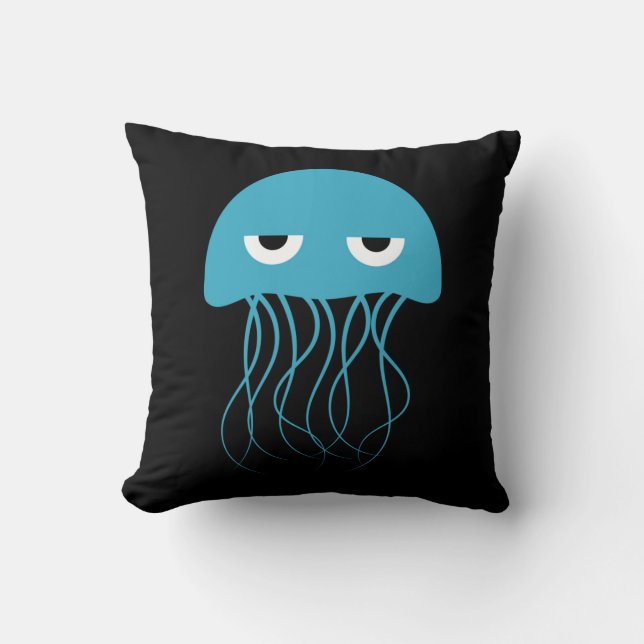 Whimsical Blue Jellyfish Cartoon Kussen (Voorkant)