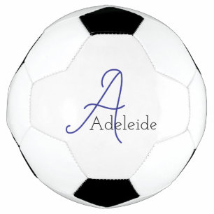 Whimsical Blue Monogram gepersonaliseerd Voetbal