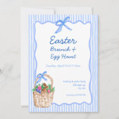 Whimsical Blue Paasbrunch & Egg Hunt Uitnodiging (Voorkant)