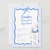 Whimsical Blue Pâques Brunch Egg Hunt Invitation (Devant)