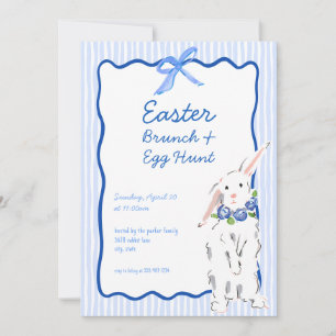 Whimsical Blue Pâques Brunch Egg Hunt Invitation
