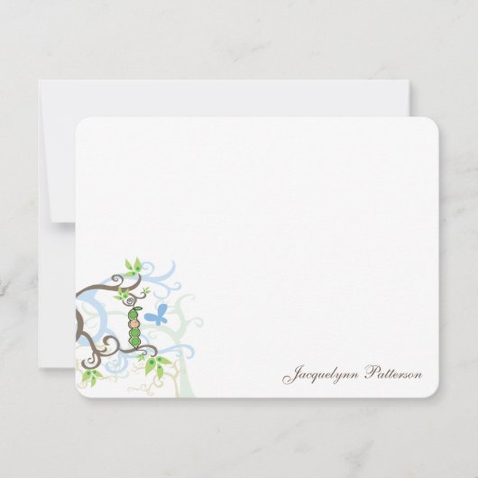 Whimsical Blue Pea in Pod Garden Baby Boy Shower Bedankkaart (Voorkant)