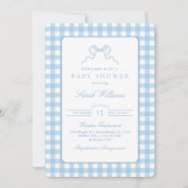 Whimsical Blue plaid Baby shower Boy invitation (Devant)