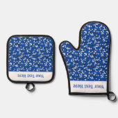 Whimsical Blue Polka Dot Doodles Pattern Ovenwant & Pannenlap Set (Voorkant)