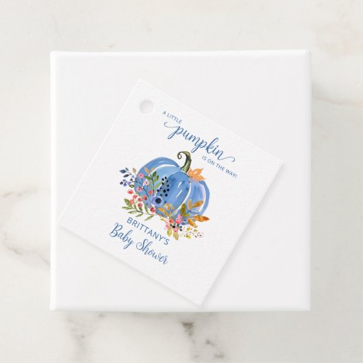 Whimsical Blue Pumpkin Baby shower Bedankjes Labels (In situ)
