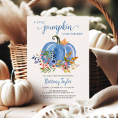 Whimsical Blue Pumpkin Baby shower Kaart