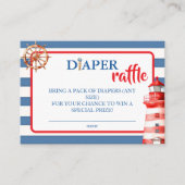 Whimsical Blue Red Nautical Diaper Raffle Insert Informatiekaartje (Voorkant)