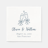 Whimsical Blue Retro Handdrawn Bow Wedding Servet (Voorkant)