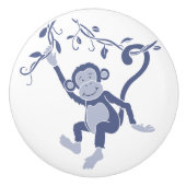 Whimsical blue swingende aap deurknop keramische knop (Voorkant)