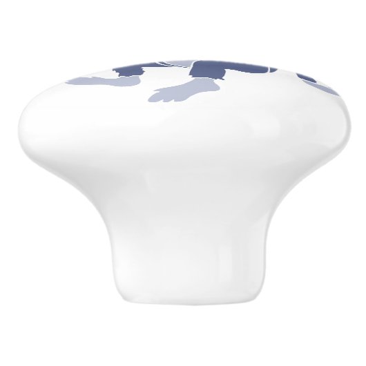 Whimsical blue swingende aap deurknop keramische knop (Zijkant)